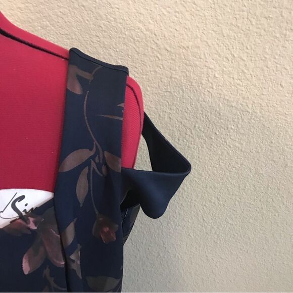 Alexa B Nites Dress Women’s Size 10P & 14P Blue Floral Cold Shoulder NWT - Picture 8 of 14